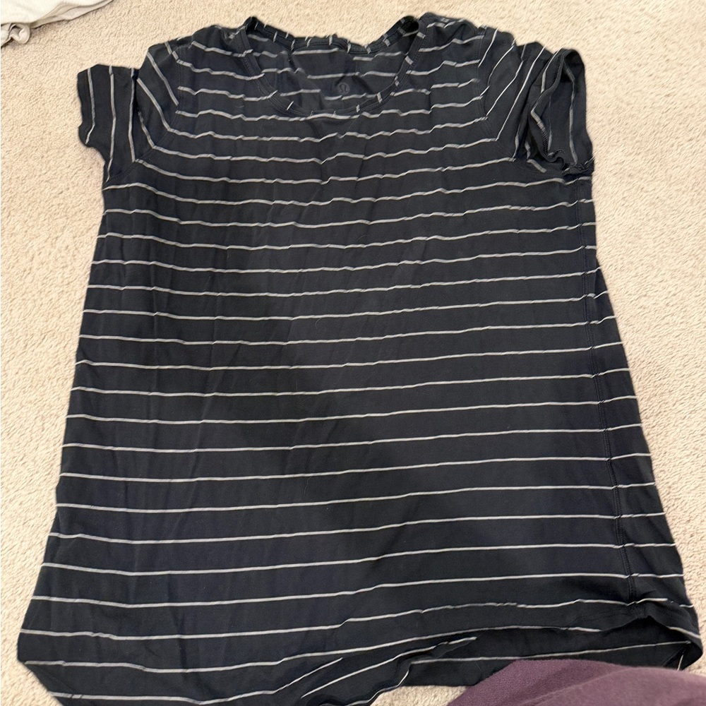 lululemon athletica Black and Gray Striped Tee